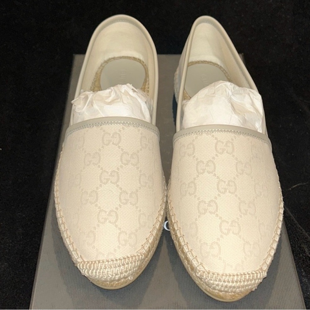 Gucci Cream Monogram Canvas Espadrilles
